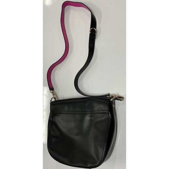 Kate Spade New York Crossbody Saddle Bag Purse Black and Pick Contrast Leather - Picture 11 of 12